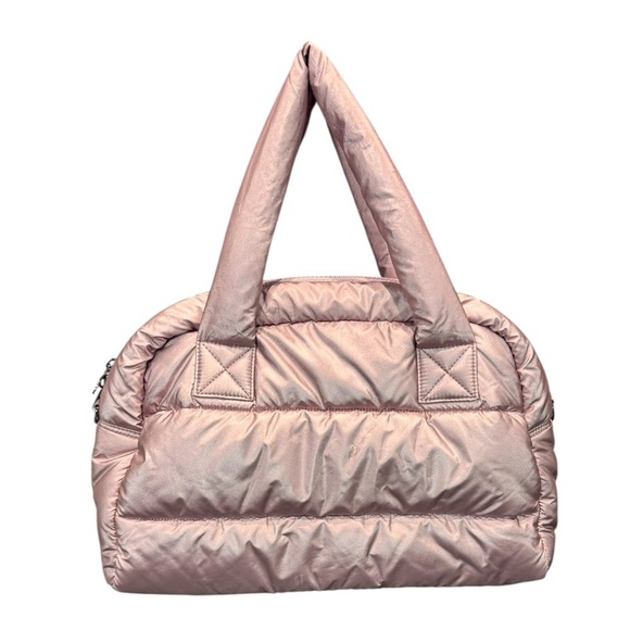 zuda Handbags - ZUDA Metallic Blush Pink Quilted Nylon Puffer Tote Bag